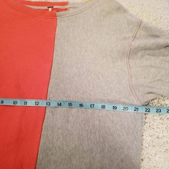 Free People Color Block Sweatshirt Coral Grey M - Picture 3 of 8